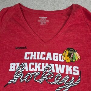 Chicago Blackhawks Reebok T-Shirt Womens XL Heather Red Graphic Short Sleeve NWT